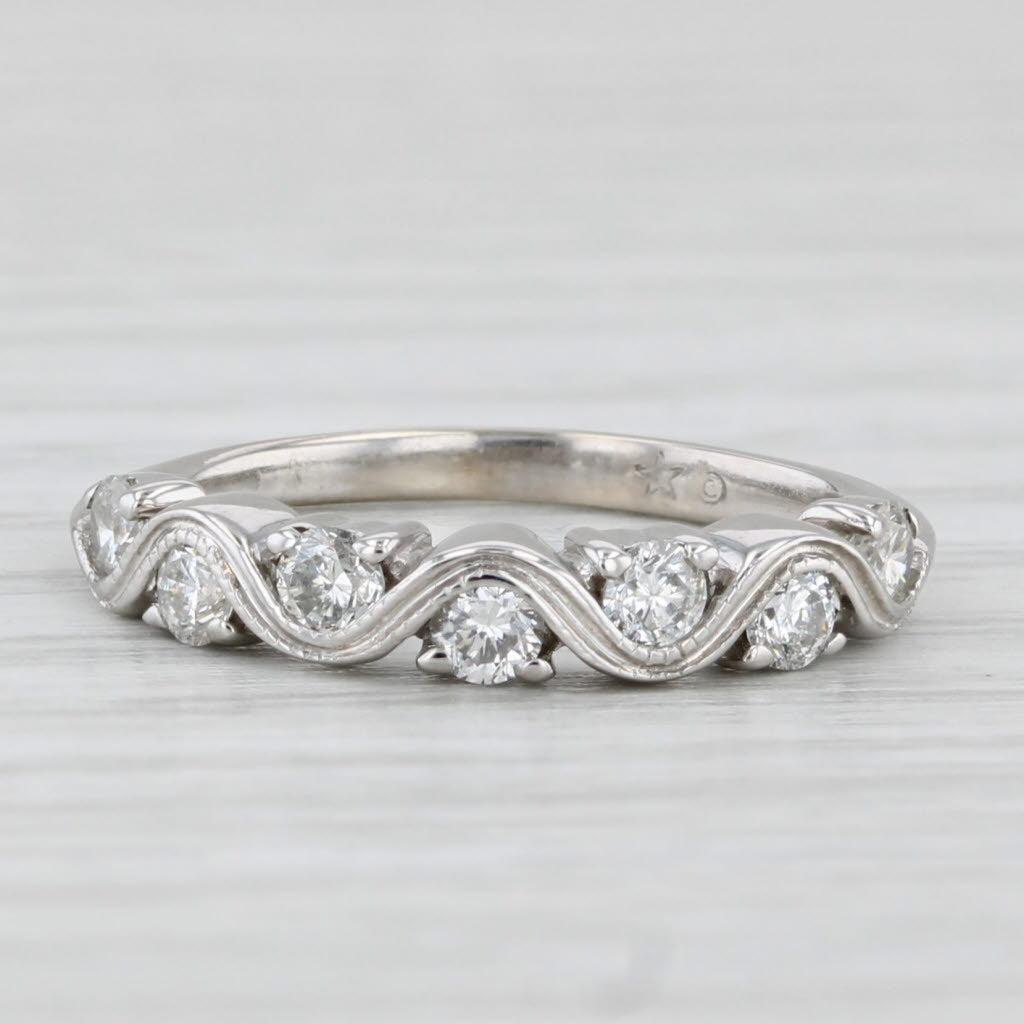 0.42ctw Diamond Ring 14k White Gold Stackable Wedding Band Size 4.75