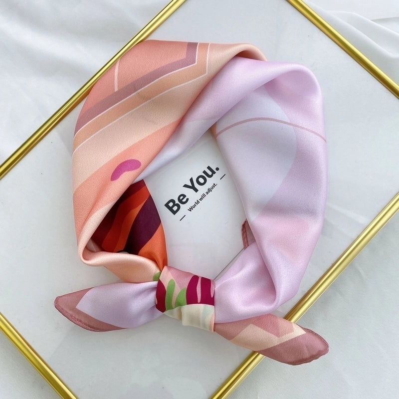 Fashion Contrast Color Printing Small Square Scarf