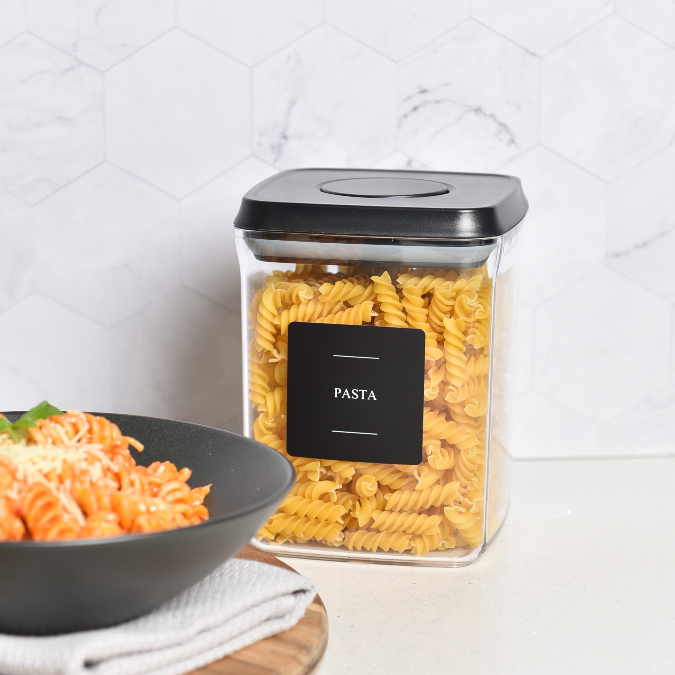 Push Top Pantry Container 1.5L - Black Lid