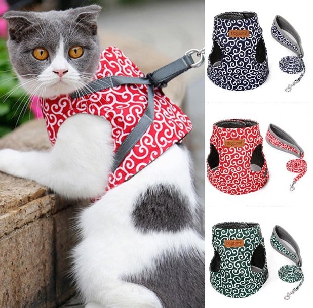 Cat Dogs Vest Harness and Leash Anti-break Away Chest Strap Cat Clothes