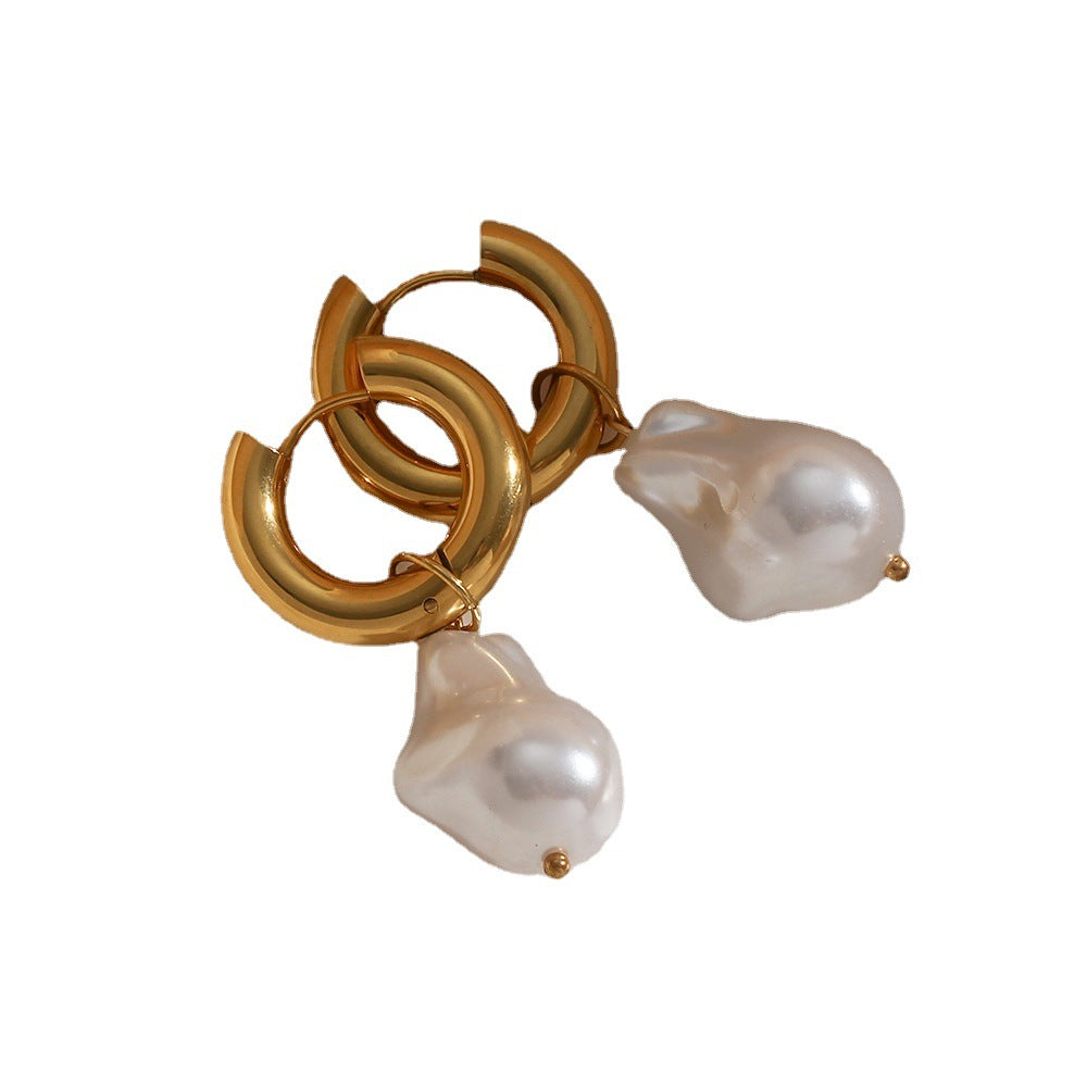 Fashion Ellipse Droplet Stainless Steel 18K Gold Plated Earrings