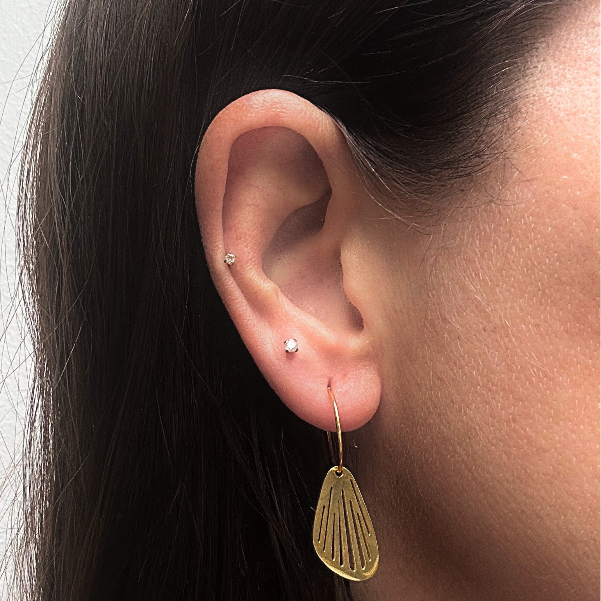 Butterfly wing charm hoops - Silver