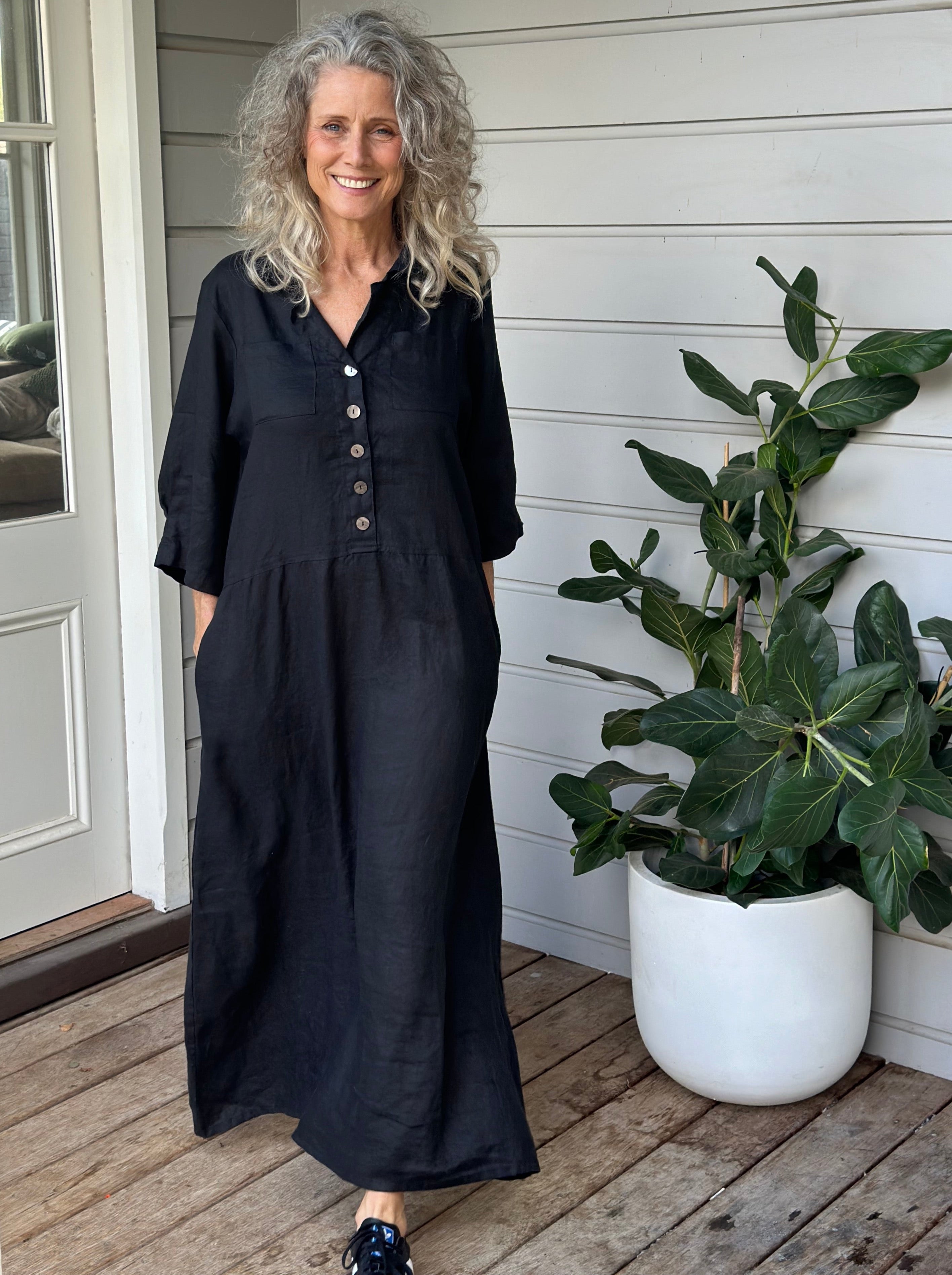 bridget dress - black linen