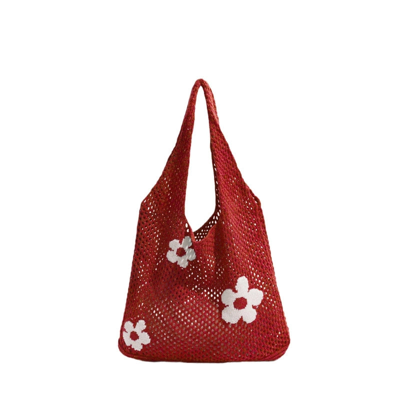 Women's Medium Polyester Flower Cute Square Open Tote Bag