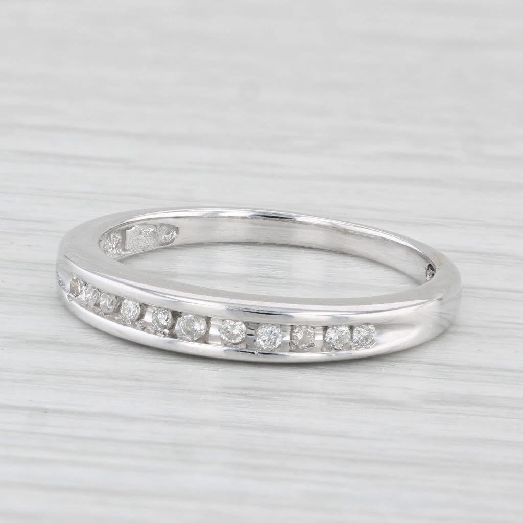 0.10ctw Diamond Wedding Band 10k White Gold Stackable Anniversary Ring Size 7