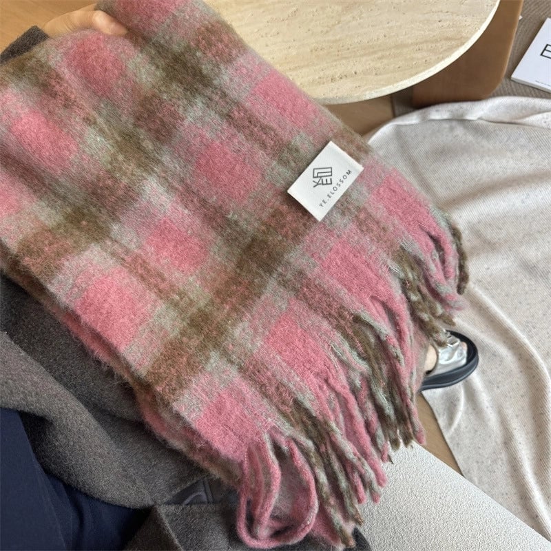 Unisex Minimalist Classic Style Lattice Polyester Scarf