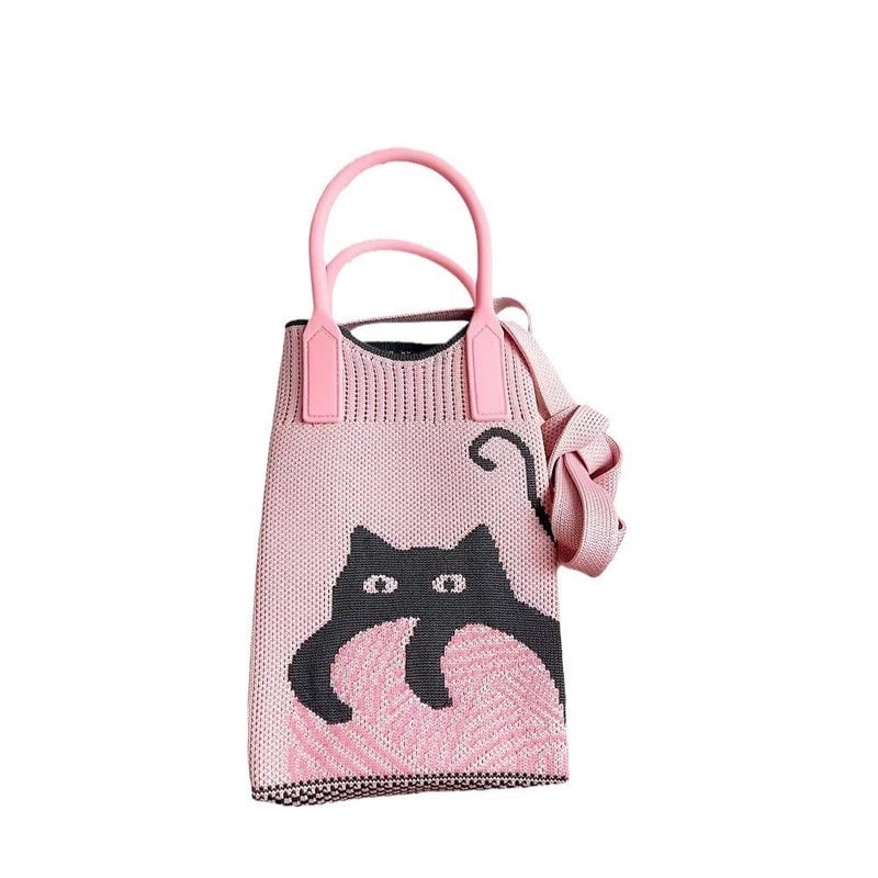 Cat-mounted Mobile Phone Bag Women's Crossbody Mini Bag Small Cute Lightweight Four Seasons Handbag Knitted Bag