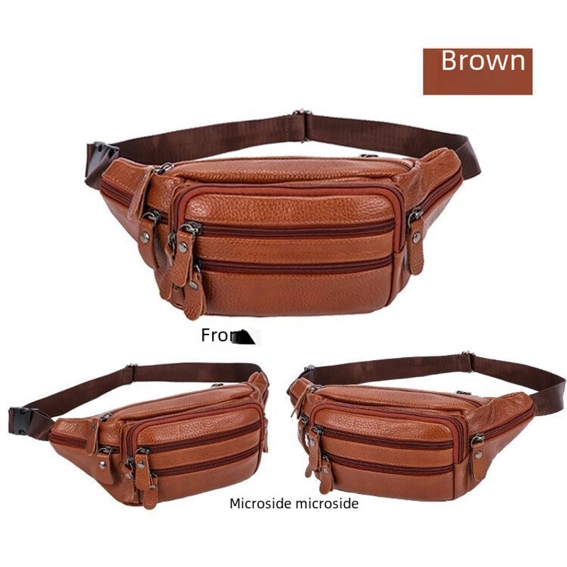 Genuine Leather Waist Bag Men's And Women's Multi-functional Large Capacity Water-splashing-proof Cash Register Business Bag Work Site Sports Mobile Phone Wallet