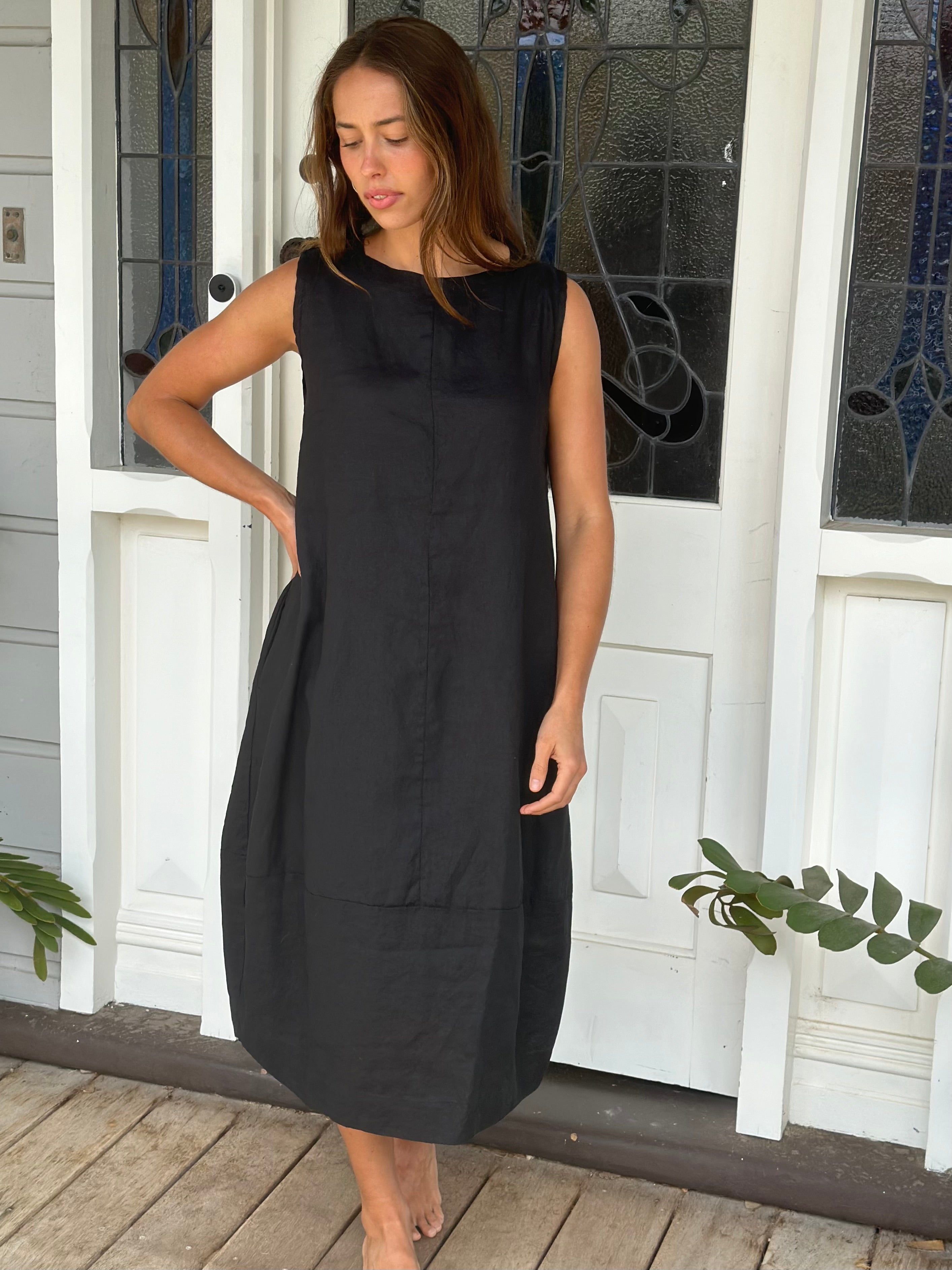 adele dress - black linen
