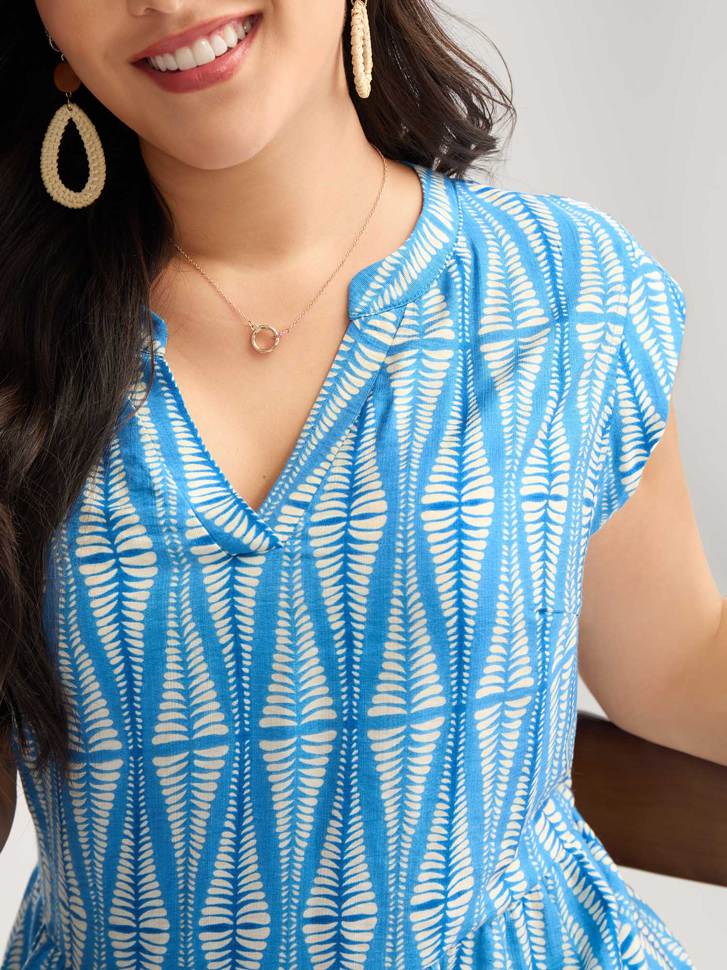 Geometric Vacation Print Low Waist Midi Dress