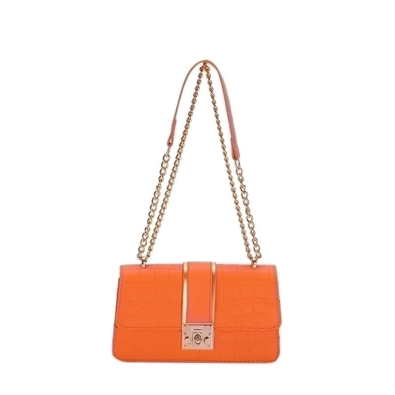 Women's Pu Leather Solid Color Vintage Style Square Magnetic Buckle Shoulder Bag Square Bag Chain Bag