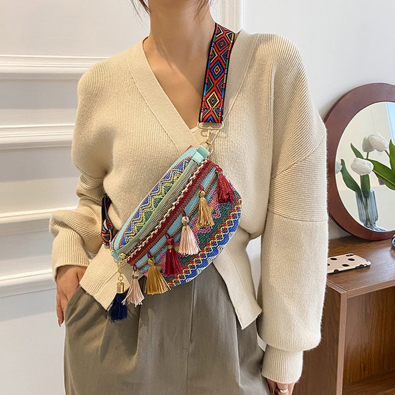 Colorful Woven Waist/Shoulder Bag