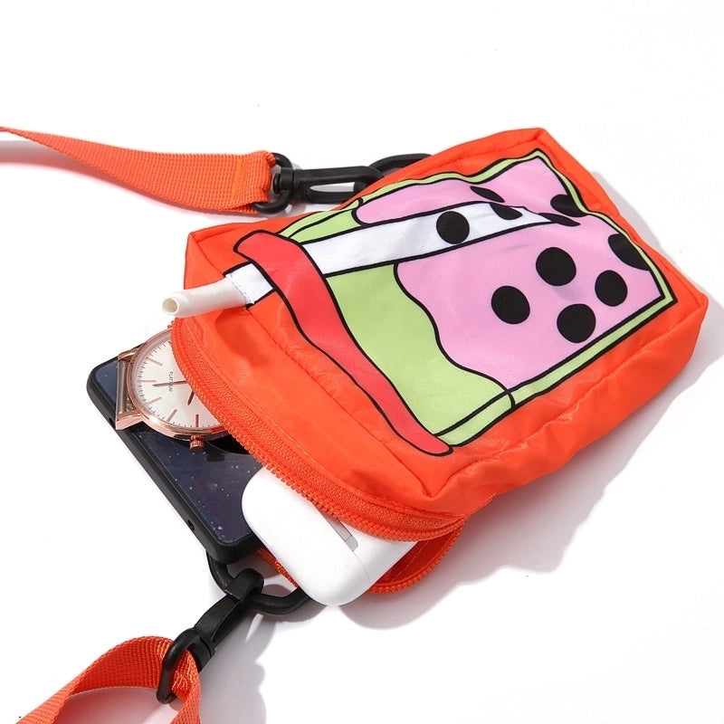 Women's Small Polyester Milk Tea Cute Zipper Coin Purse