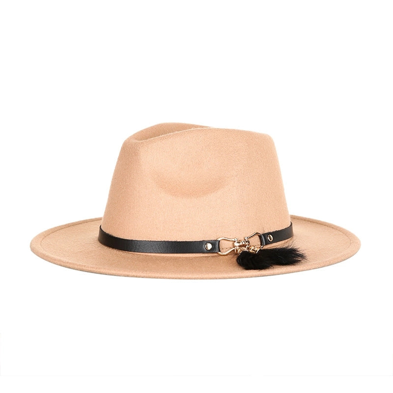 Hat New  Fashion Top Hat Creative Belt Decorative Woolen Jazz Hat Hot