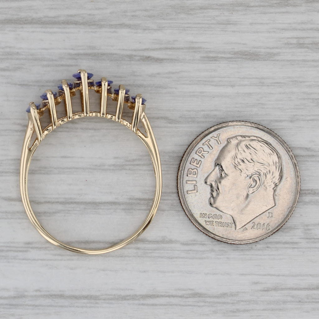 0.92ctw Tiered Tanzanite Ring 14k Yellow Gold Size 8.75 Stackable