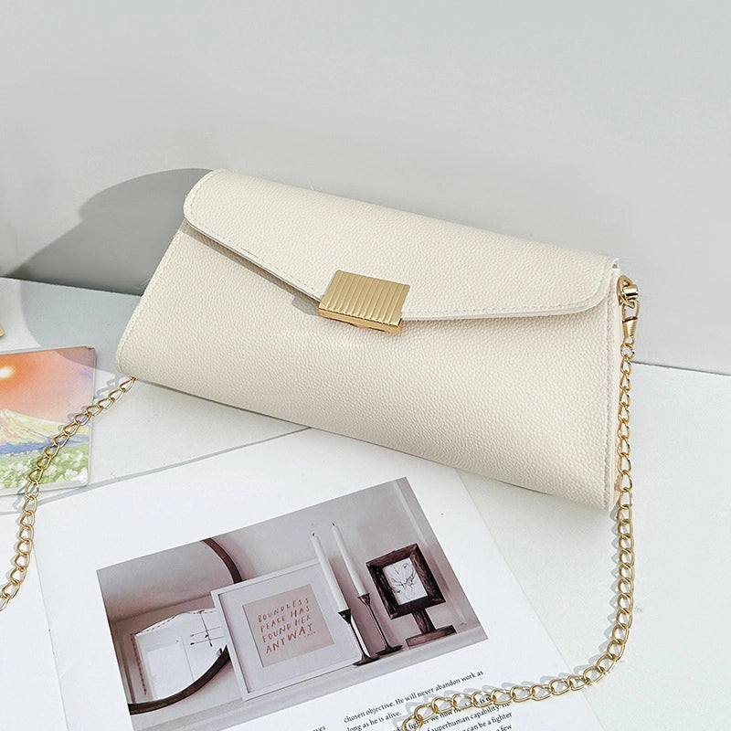 Women's Medium Pu Leather Solid Color Basic Square Magnetic Buckle Shoulder Bag Crossbody Bag