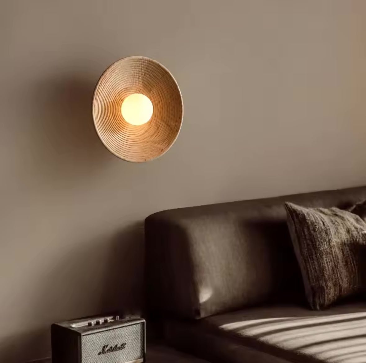 Rustic Woven Wall Sconce with Warm Ambient Glow