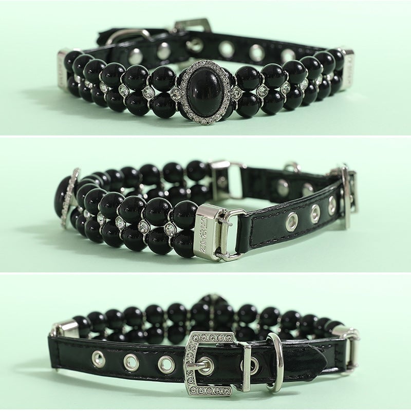 Jeweled Pearl Decor Dog Collar&Leash