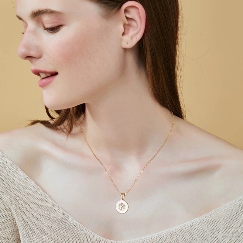 201 Stainless Steel INS Style Minimalist Plating Hollow Out Inlay Letter Shell Necklace Pendant