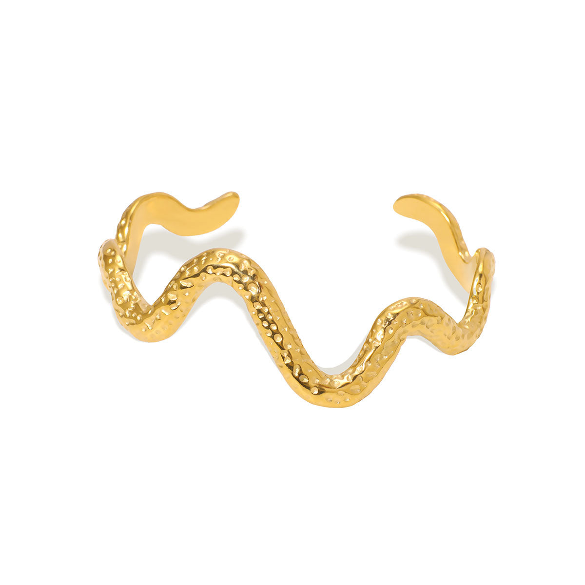 Ins Stainless Steel Zircon Pearl Bracelet C-Shaped Wave Line Open Gold-Plated Bracelet Design Female
