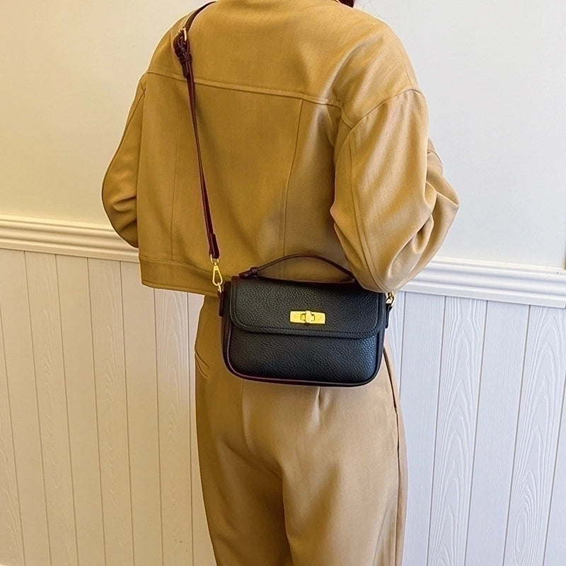 Women's Small Pu Leather Solid Color Streetwear Lock Clasp Handbag