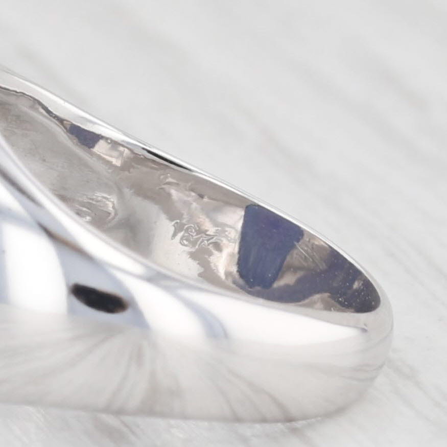 Lab Created Star Sapphire Ring 18k White Gold Size 5.5 Oval Cabochon Solitaire