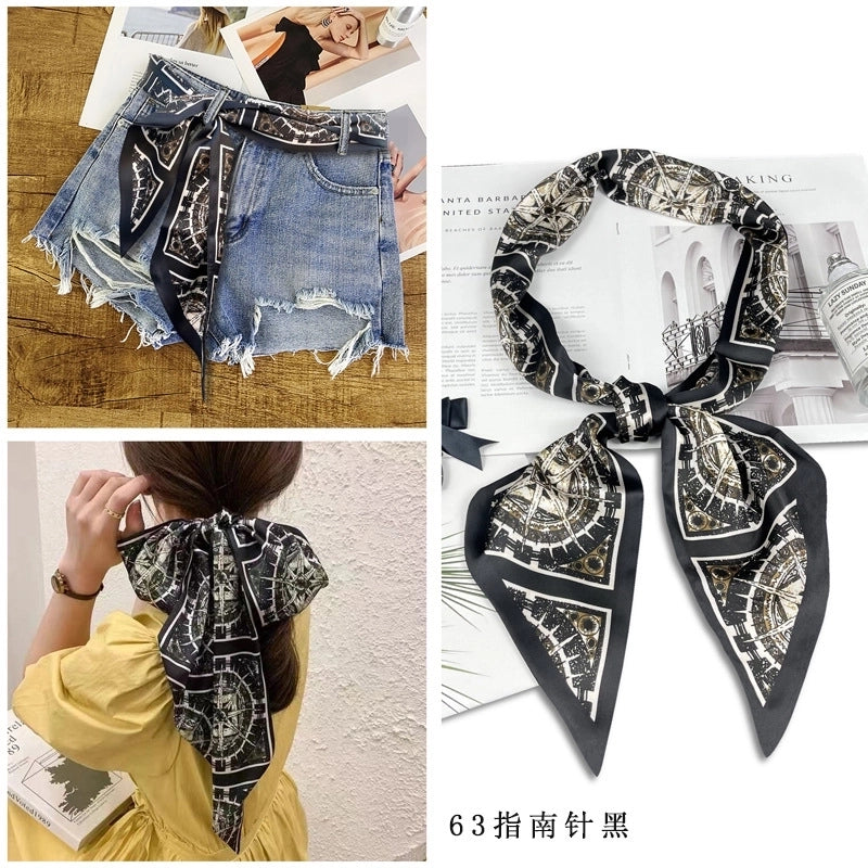 Women's Minimalist Color Block Polyester Printing Silk Scarf