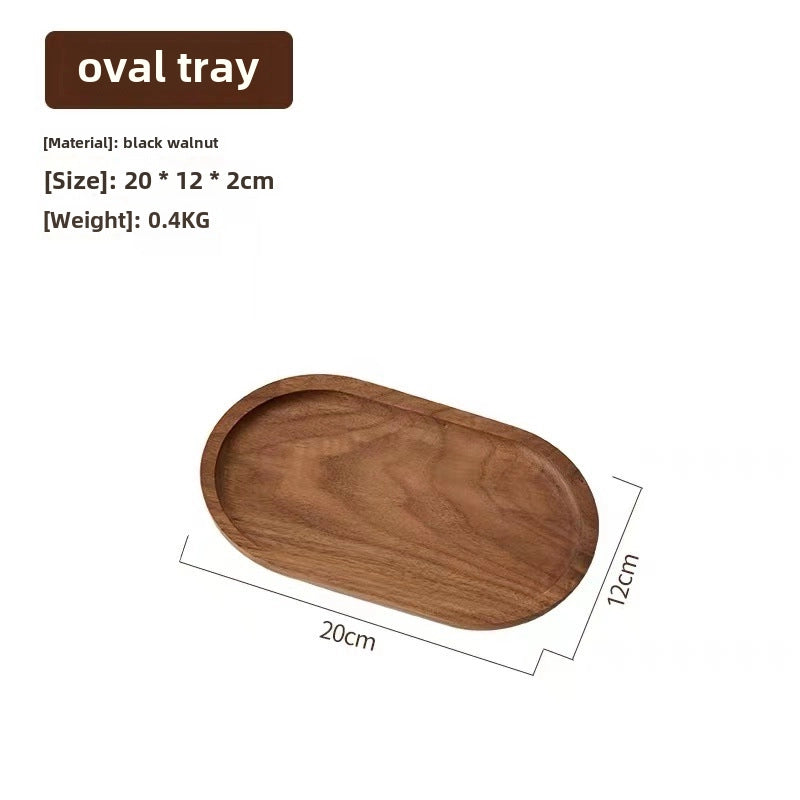 Oval Wooden Tray Solid Wood Rectangular Plate Black Walnut Afternoon Tea Coffee Tray Exquisite Small Tray