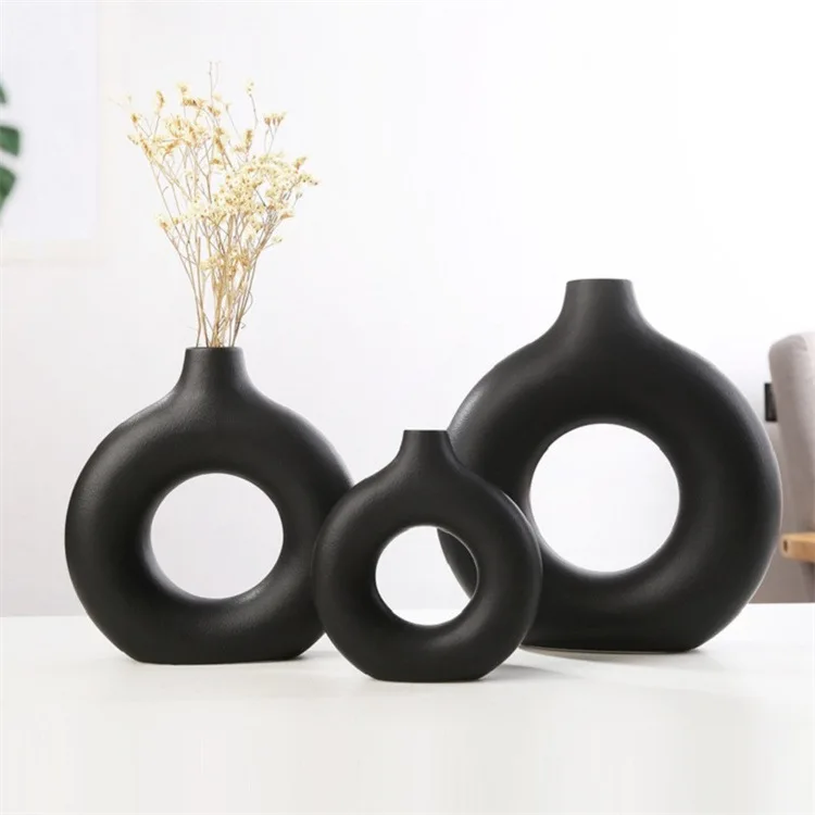 Handmade Custom Luxury Donut Vase Ins Nordic Creative Decoration Ceramic flower Vase for home decor