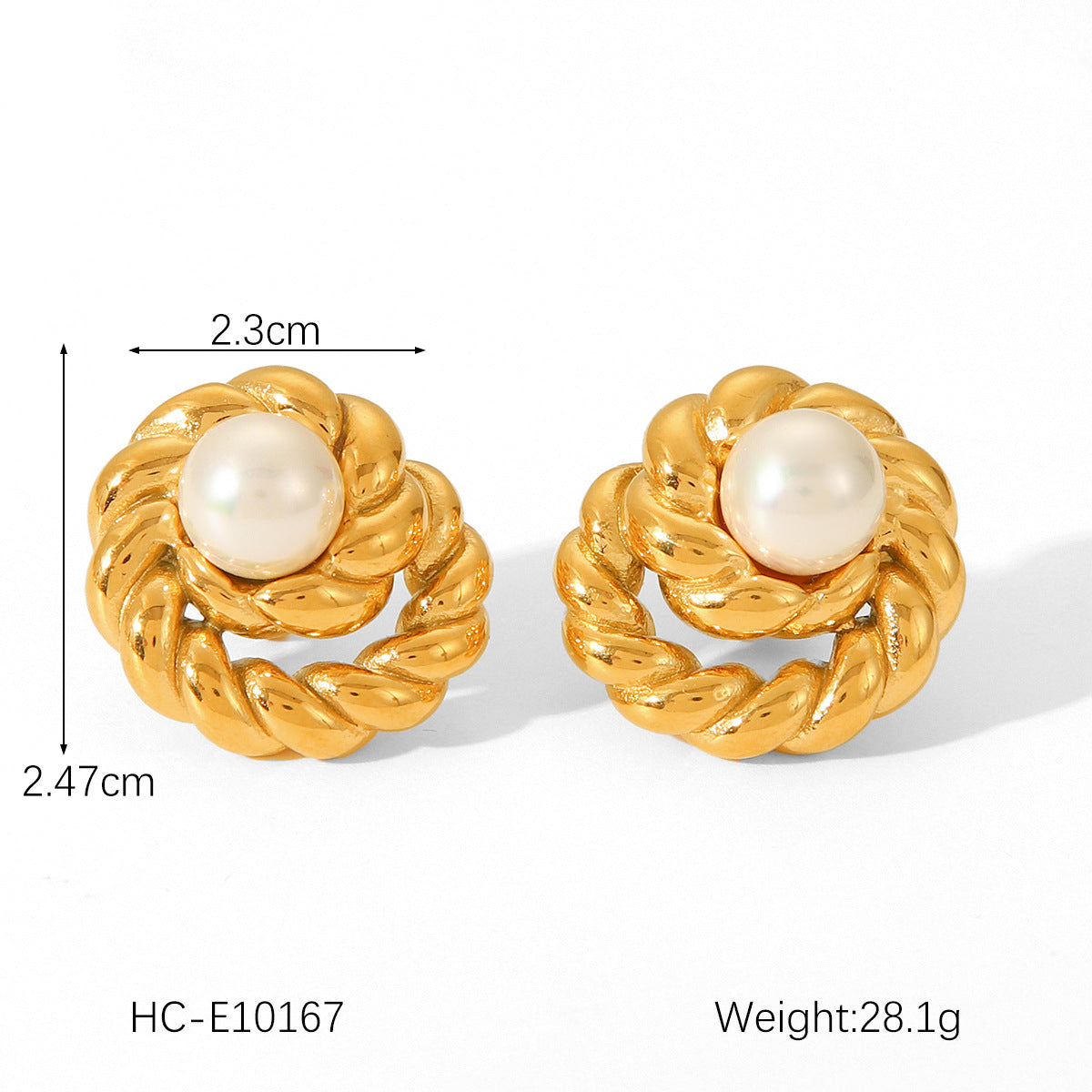 Pearl Geometric Stainless Steel Electroplating Earrings