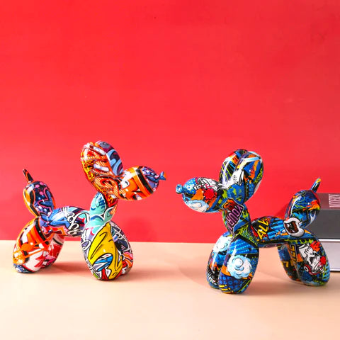 Graffiti Painted Balloon Dog Sculpture