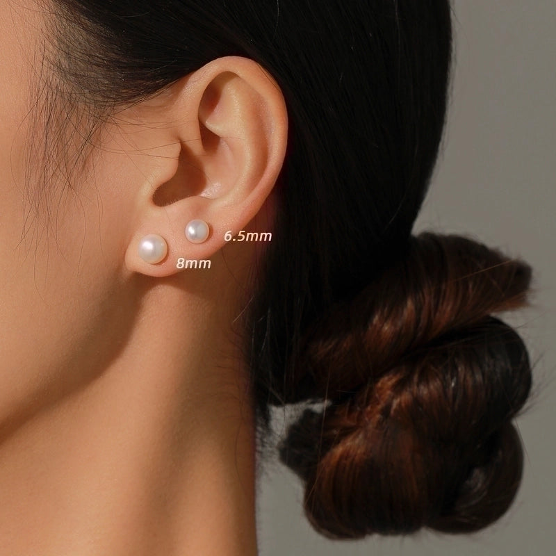 1 Pair IG Style Elegant Sweet Oval Plating 925 Sterling Silver Freshwater Pearl Ear Studs