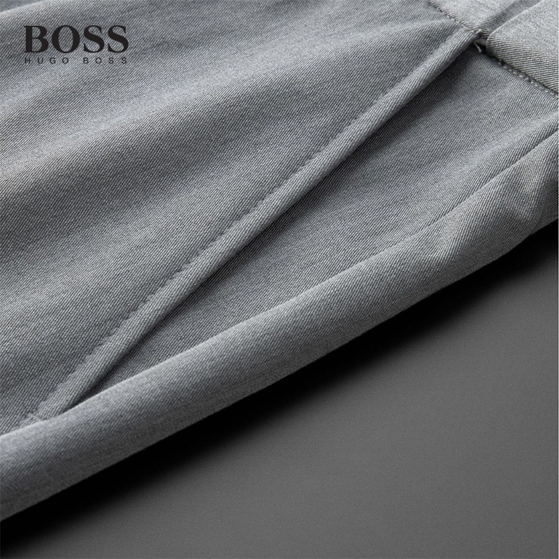 BOSS Luxury Men-s Summer Thin Casual Pants Ice Silk Elastic Drape Suit Pants