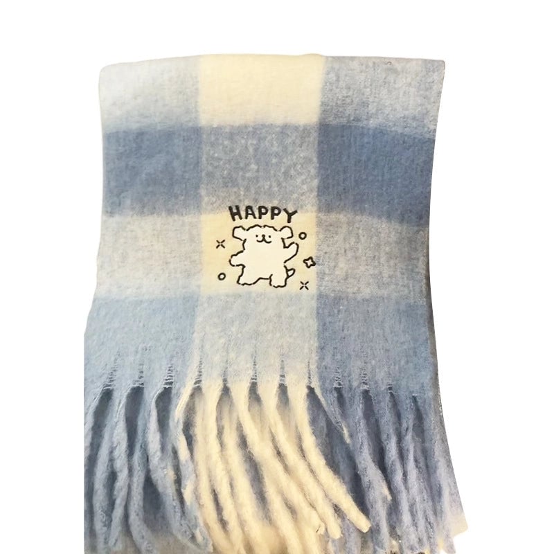 Women's Lady Minimalist Lattice Imitation Cashmere Scarf
