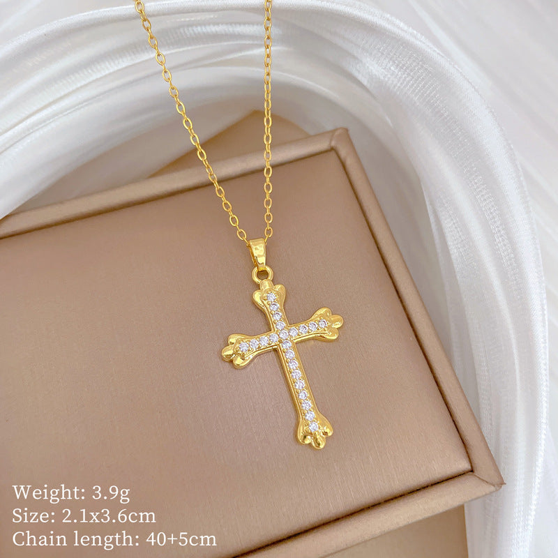 Copper Micro-Inlaid Necklace For Women Copper Micro-Inlaid Real Gold Electroplating Simple Ins Exquisite Clavicle Chain Neck Chain