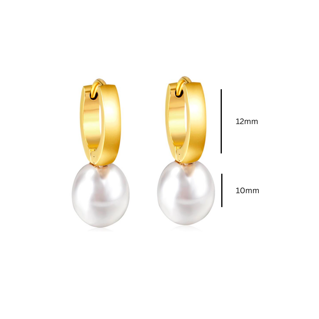 Round pearl hoops - Gold