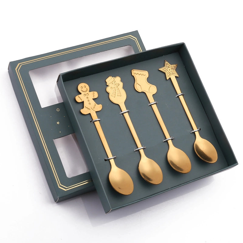 Christmas Cute Christmas Socks Gingerbread Snowman 410 Stainless Steel Spoon 1 Piece 1 Set