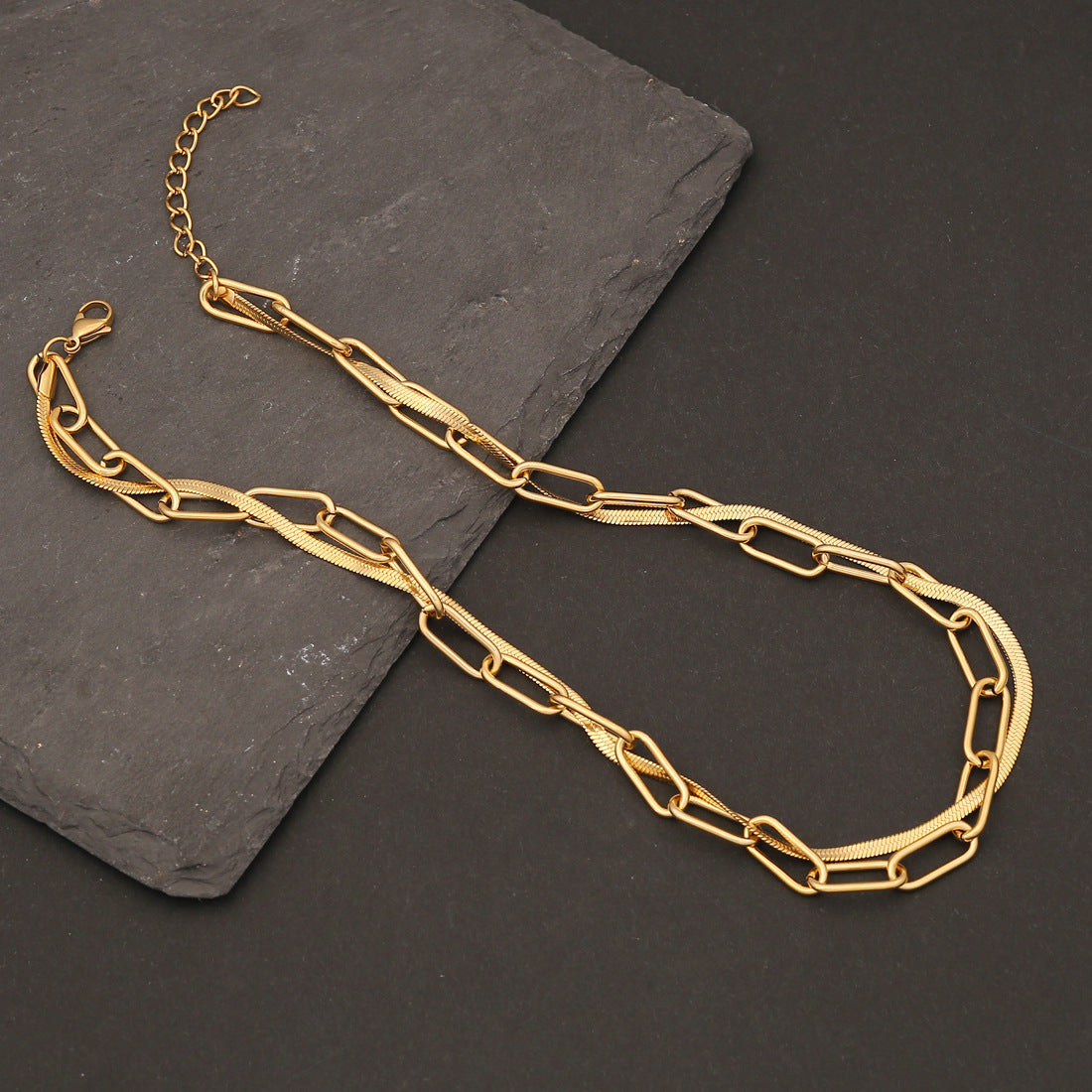 Expressive Polka Dot Stripe Circle Geometric Stainless Steel Electroplating Necklaces
