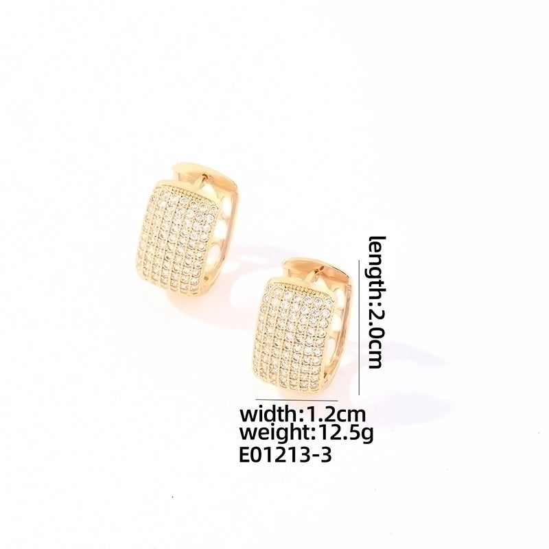 1 Pair Glam Luxurious Shiny Round Oval Solid Color Plating Inlay Copper Zircon Gold Plated Earrings