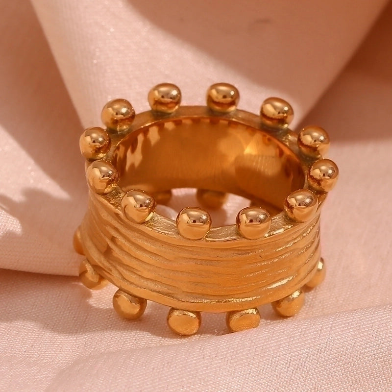 Minimalist Classic Style Round Stainless Steel Plating 18k Gold Plated Rings