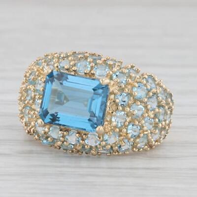 8.50ctw London Blue Topaz Pave Ring 14k Yellow Gold Size 7.25 Cocktail