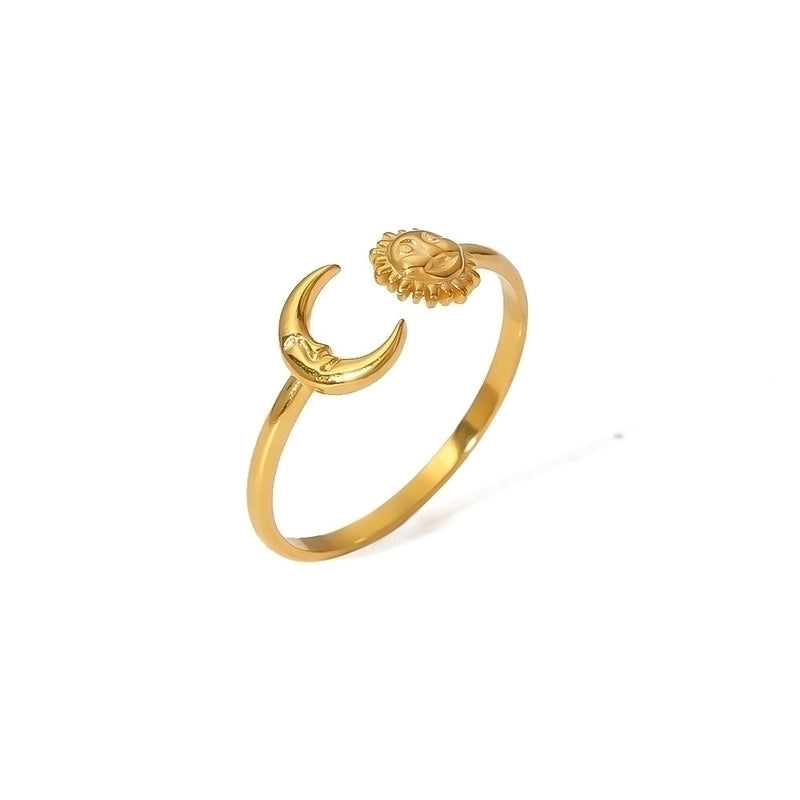 Titanium Steel 18K Gold Plated Minimalist Inlay Circle Rhinestones Open Rings