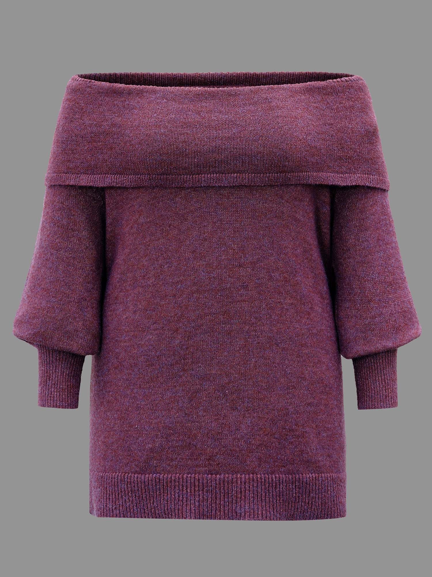 Off-Shoulder Textured Long Sleeve Pullover