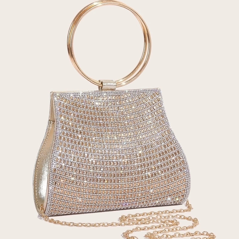 Gold Black Silver Pu Leather Solid Color Shell Evening Bags