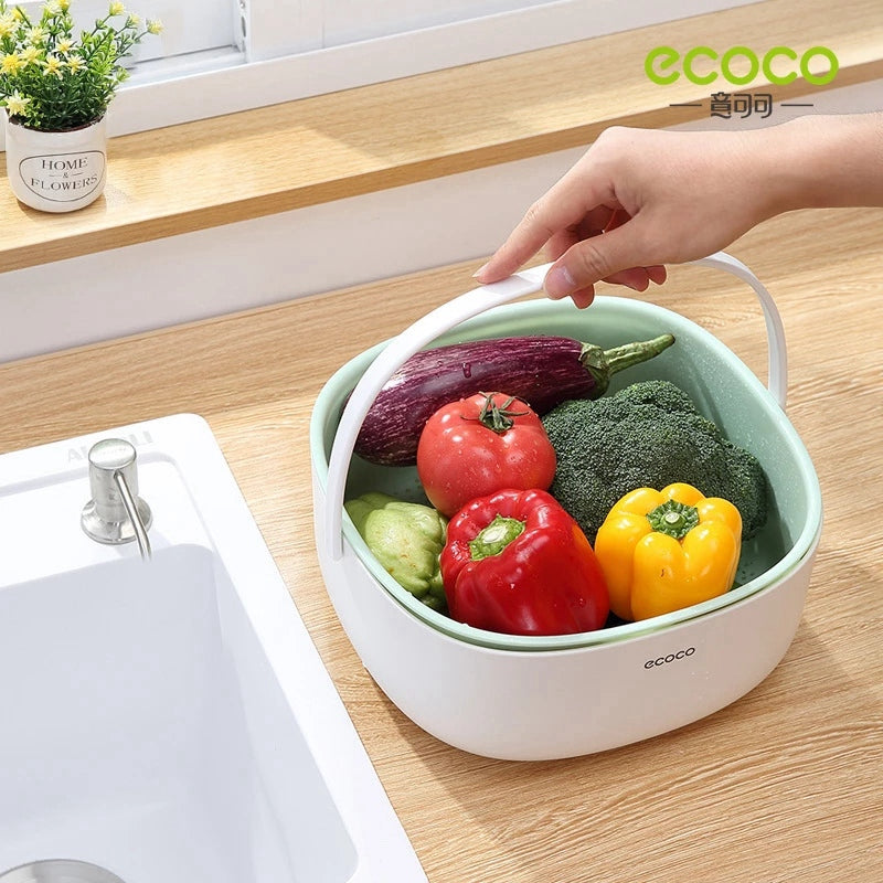 Ecoco Drain Strainer With Handle Retractable. Kitchen Drain Basket Vegetable Washing Basket Colander Tool Strainer