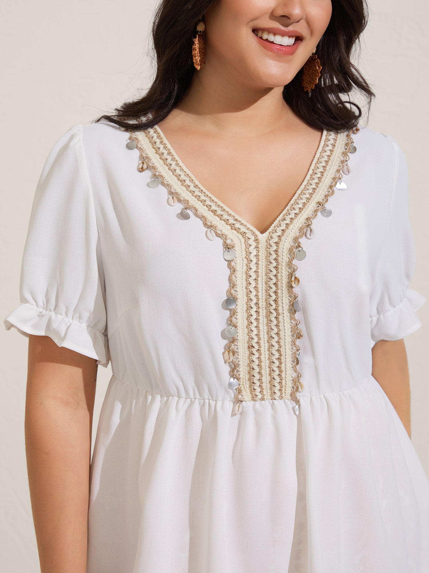 Contrast Webbing Shell Detail Blouse