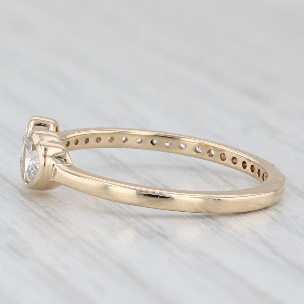 0.68ctw Oval Heart Shape Diamonds Ring 14k Yellow Gold Size 8