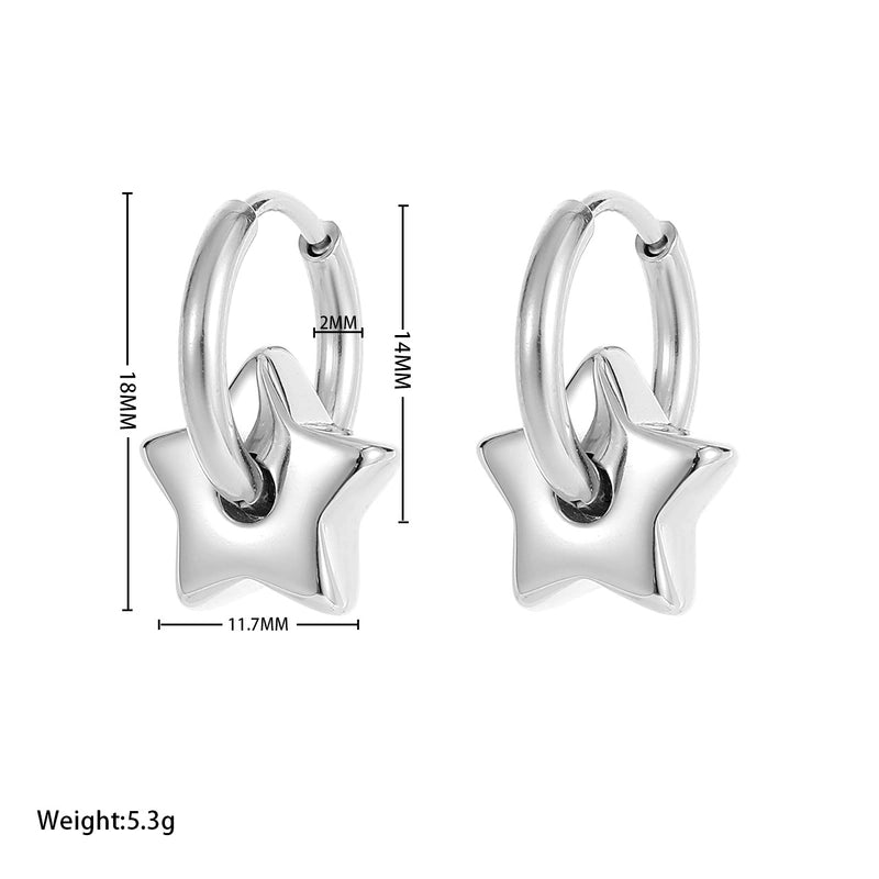 1 Pair Minimalist Star Plating 304 Stainless Steel Drop Earrings