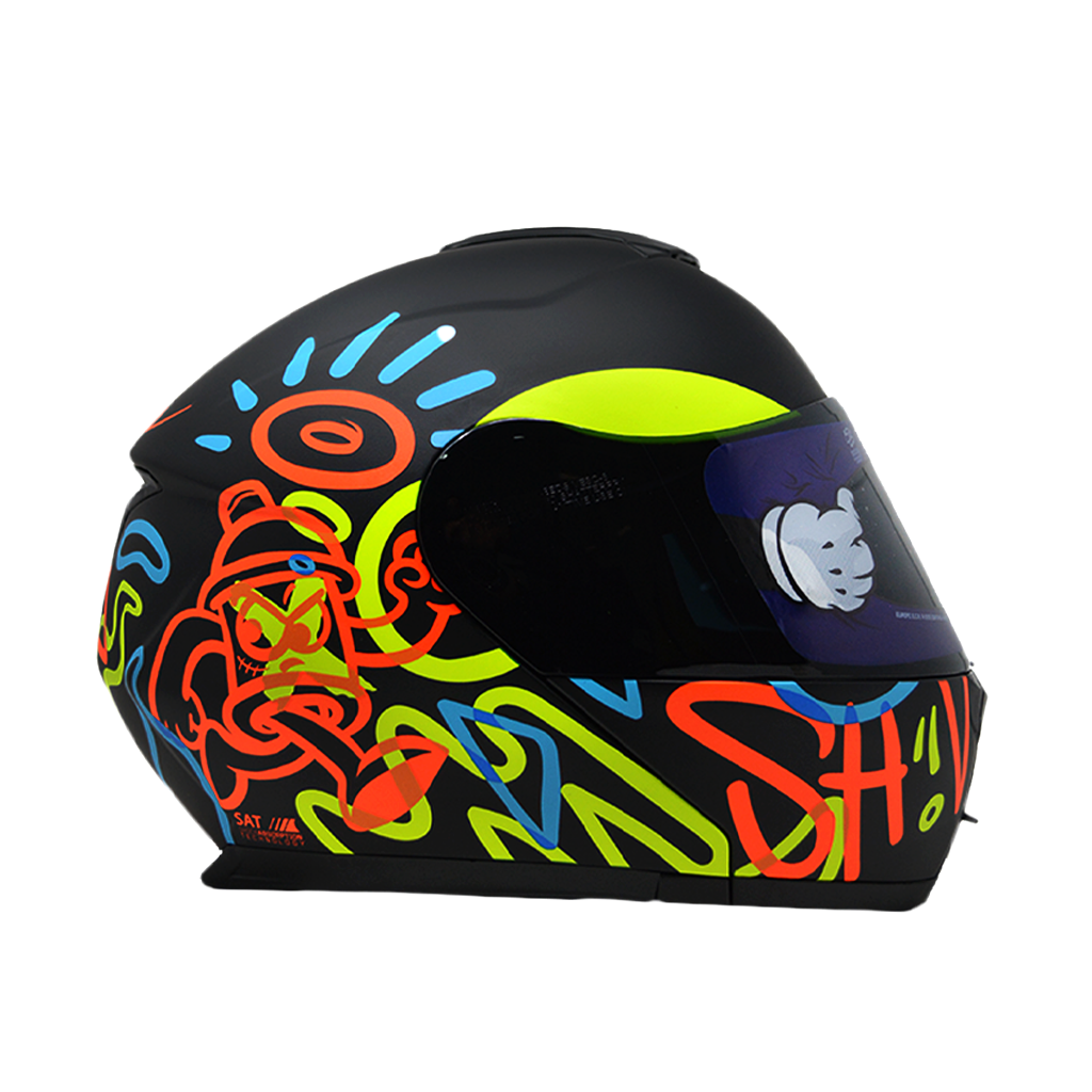 Casco Shaft Abatible 3910 Art Black Naranja