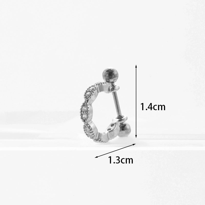 Ear Cartilage Rings & Studs Fashion U Shape 316L Stainless Steel  Copper Inlaid Zircon